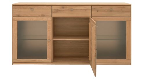 Sideboard Interliving aus Holz in Holzfarben Interliving Wohnzimmer Serie 2028 - Sideboard Wildeiche - drei Türen, drei Schubladen, Breite ca. 182 cm