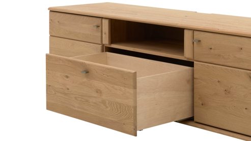Lowboard Interliving aus Holz in Holzfarben  Wildeiche - zwei Türen, eine Schublade, Breite ca. 205 cm