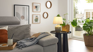 Tischleuchte Interliving aus Keramik in Grau Interliving Leuchten Serie 9346 - Tischlampe graue Keramik – Höhe ca. 37 cm