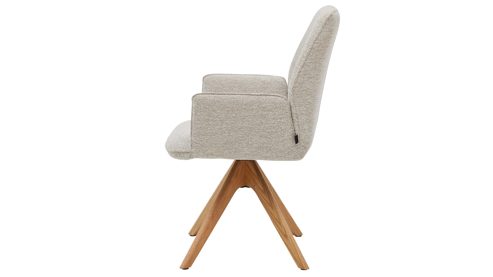 Polsterstuhl Interliving aus Stoff in Weiß Interliving Esszimmer Serie 5102 – Armlehnstuhl Eiche bianco & leinenfarbener Jacquard Lodge L07