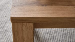 Tischgruppe Interliving aus Holz in Holzfarben Interliving Esszimmer Serie 5102 – Tischgruppe im Skandi-Style Charakter-Eiche & leinenfarbener Jacquard Lodge L07 - fünfteilig