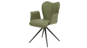 Tischgruppe Interliving aus Leder in Grün Interliving Esszimmer Serie 5115 - Essgruppe in warmen Tönen moosgrüner Webstoff Sneak 59, jadegrünes Leder LD7830, umbragraues Metall & astige Eiche