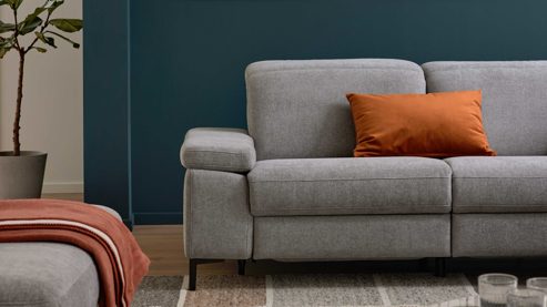 Ecksofa Interliving aus Stoff in Grau Interliving Sofa Serie 4064 - Ecksofa graue Chenille Toni & Fuß W003-01 - Stellfläche ca. 291 x 252 cm