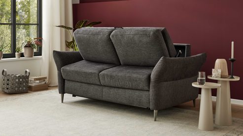 Schlafsofa Interliving aus Stoff in Anthrazit Interliving Schlafsofa Serie 4700 - Schlafsofa anthrazitfarbener Bezug Balu & Aluminiumfüße - Breite ca. 228 cm