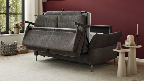 Schlafsofa Interliving aus Stoff in Anthrazit Interliving Schlafsofa Serie 4700 - Schlafsofa 160LÄ anthrazitfarbener Bezug Balu & Aluminiumfüße - Breite ca. 228 cm