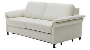 Schlafsofa Interliving aus Stoff in Weiß Interliving Schlafsofa Serie 4700 - Schlafsofa naturweißes Flachgewebe Cyber & schwarze Aluminiumfüße - Breite ca. 228 cm
