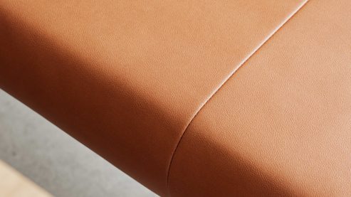 Eckbank Interliving aus Stoff in Hellbraun Interliving Esszimmer Serie 5505 - Eckbankkombination caramelfarbene Mikrofaser 925-72 & schwarzes Metall - Stellfläche ca. 169 x 215 cm