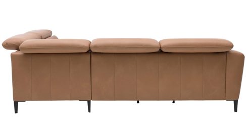 Ecksofa Interliving aus Leder in Braun Interliving Sofa Serie 4461 - Ecksofa haselnussfarbenes Leder Evita & schwarze Aluminiumfüße - Stellfläche ca. 292 x 244 cm
