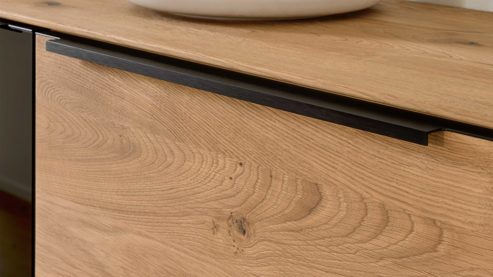 Highboard Interliving aus Holz in Holzfarben Interliving Wohnzimmer Serie 2033 - Highboard 126136 Asteiche & Parsolglas - drei Türen, Breite ca. 182 cm