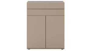 Highboard Interliving aus Holz in Grau Interliving Wohnzimmer Serie 2031 - Highboard Grau & Risseiche - vier Türen, zwei Schubladen, Breite ca. 180 cm