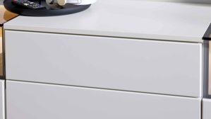 Wohnwand Interliving aus Holz in Weiß Interliving Wohnzimmer Serie 2031 - Wohnwand EB33001 Tonweiß & graues Glas - Länge ca. 330 cm