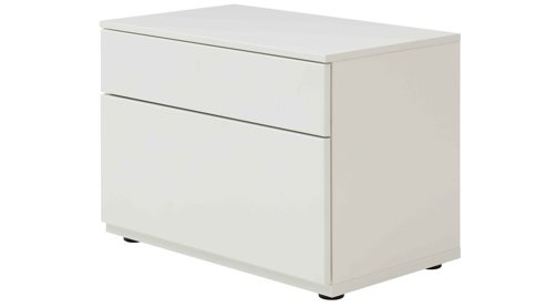 Wohnwand Interliving aus Holz in Weiß Interliving Wohnzimmer Serie 2031 - Wohnlösung Tonweiß & graues Glas - Länge ca. 270 cm