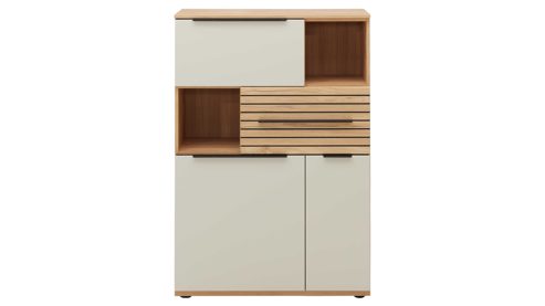 Wohnwand Interliving aus Holz in Beige Interliving Wohnzimmer Serie 2032 - Wohnwand EB31501 Sandbeige & Risseiche - Länge ca. 315 cm