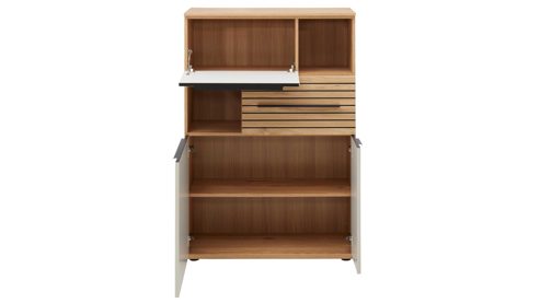 Wohnwand Interliving aus Holz in Beige Interliving Wohnzimmer Serie 2032 - Wohnwand EB31501 Sandbeige & Risseiche - Länge ca. 315 cm