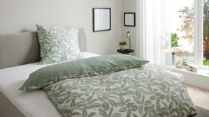 Bettwäsche-Set Interliving aus Stoff in Hellgrün Interliving Bettwäsche Serie 9131 floral salbeigrüner & salbeigrüner Baumwollsatin - ca. 135 x 200 cm