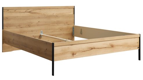 Komplettzimmer Interliving aus Holz in Hellgrau Interliving Schlafzimmer Serie 1034 – Komplettzimmer mit Stauraumkommode champagnerfarbenes Glas & Kernholz - Liegefläche ca. 180 x 200 cm