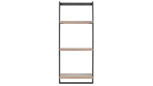 Wandregal Interliving aus Holz in Holzfarben Interliving Bad Serie 7340 – Wandregal Vikings Oak & mattschwarzes Metall - drei Böden