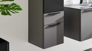 Midischrank Interliving aus Holz in Grau Interliving Bad Serie 7317 - Midi-Hängeschrank Schiefergrau - Höhe ca. 130 cm