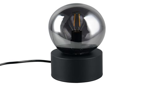 Tischleuchte Interliving aus Glas in Grau Interliving Leuchten Serie 9350 - Tischlampe rauchfarbenes Glas - Höhe ca. 19 cm