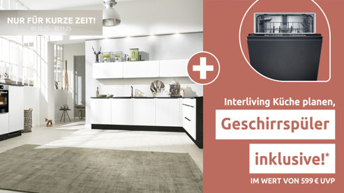 Einbauküche Interliving aus Holz in Weiß Interliving Küche Serie 3054 mit AEG Einbaugeräten Arcticweiß & Eiche Nero – zweizeilig