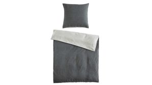 Bettwäsche-Set Interliving aus Stoff in Anthrazit Interliving Bettwäsche Serie 9118 - Biberbettwäsche Anthrazit & Hellgrau - ca. 80 x 80 cm und 155 x 220 cm