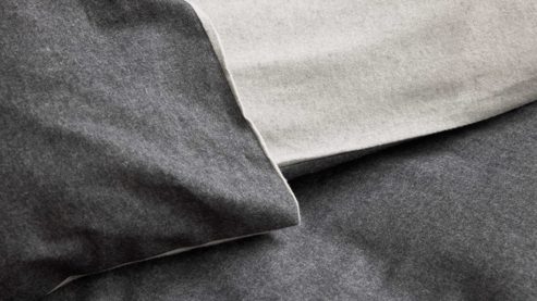 Bettwäsche-Set Interliving aus Stoff in Anthrazit Interliving Bettwäsche Serie 9118 - Biberbettwäsche Anthrazit & Hellgrau - ca. 80 x 80 cm und 155 x 220 cm