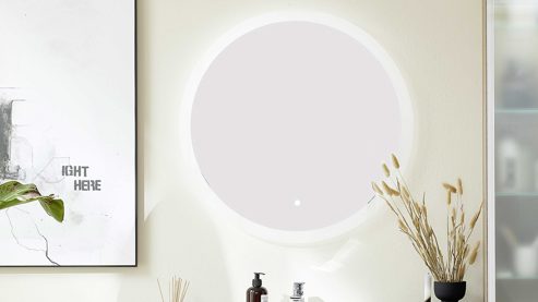 Badmöbel-Set Interliving aus Spiegel in Transparent Interliving Bad Serie 7357 - Spiegel mit Beleuchtung Durchmesser ca. 75 cm