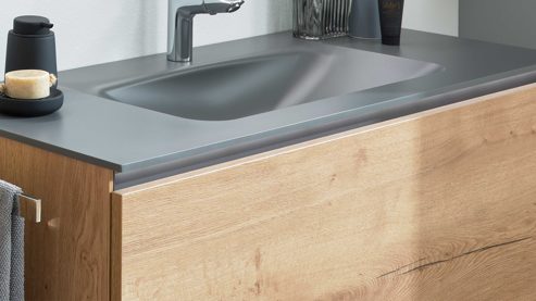 Badmöbel-Set Interliving aus Holz in Holzfarben Interliving Bad Serie 7405 - Badmöbel-Set mit Extras Eiche Sierra